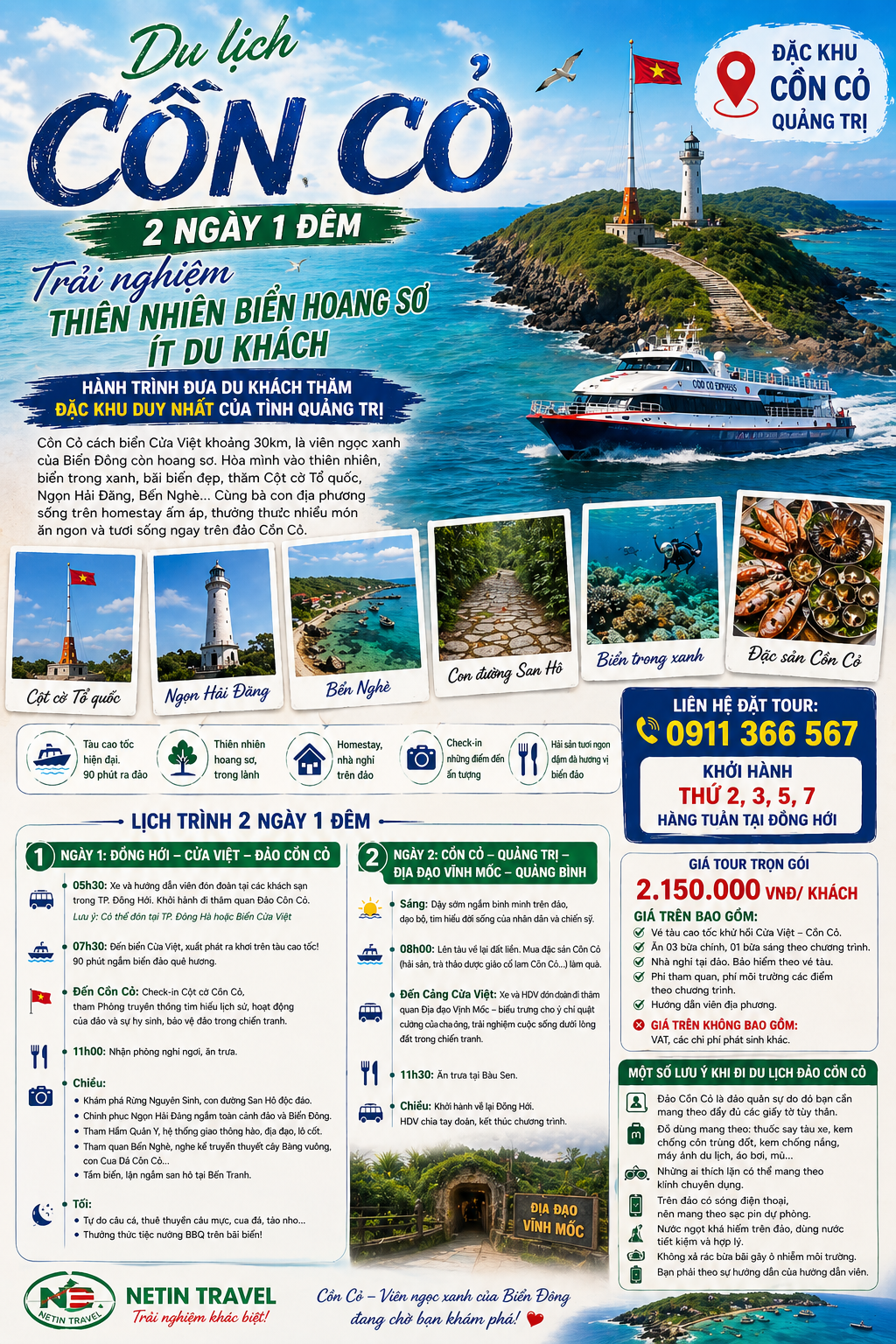 Du lịch cồn Cỏ 2 ngày 1 đêm